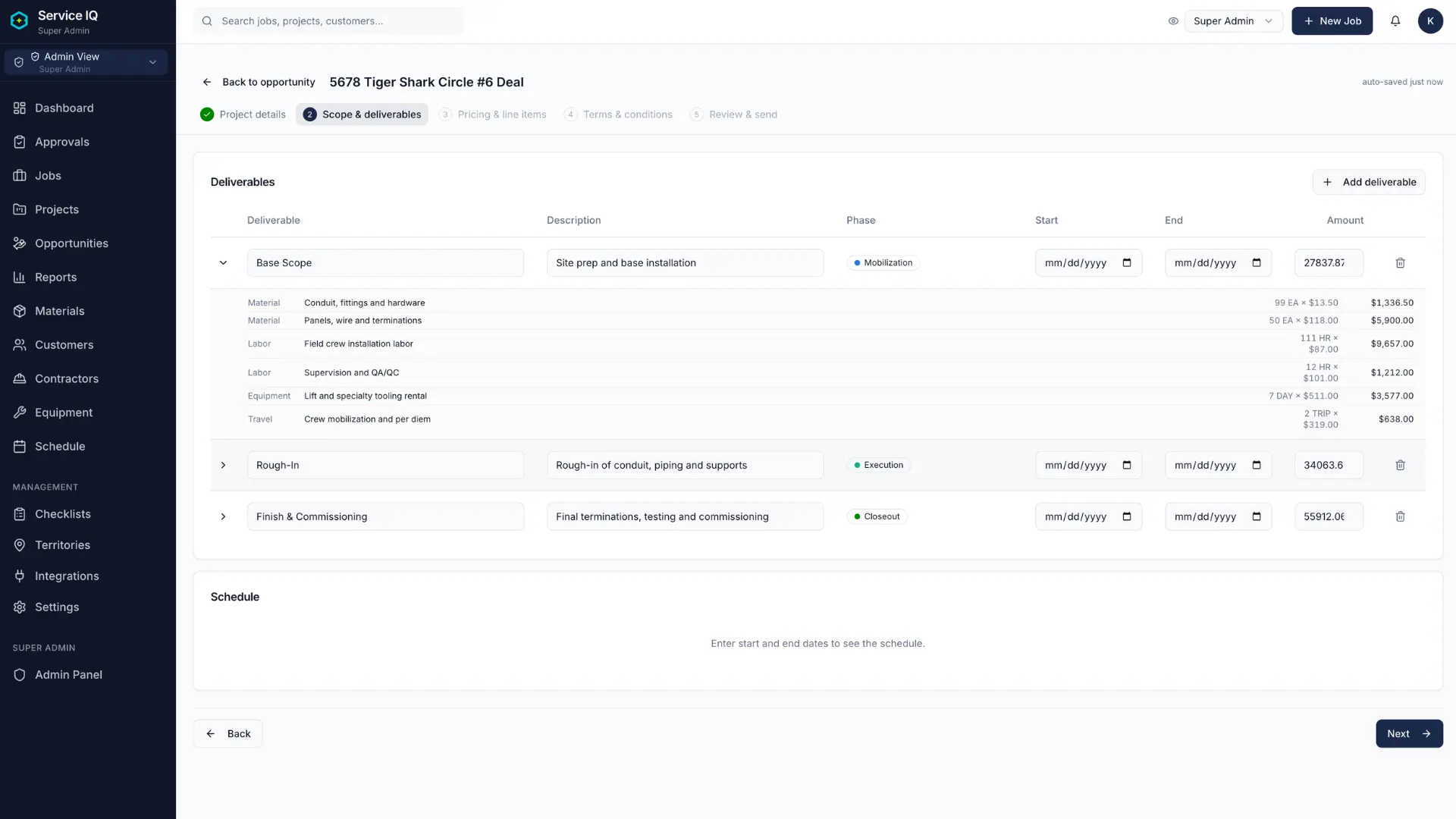 ServiceIQ proposal draft and send status
