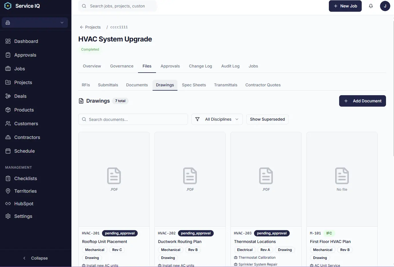 ServiceIQ submittal with revision history